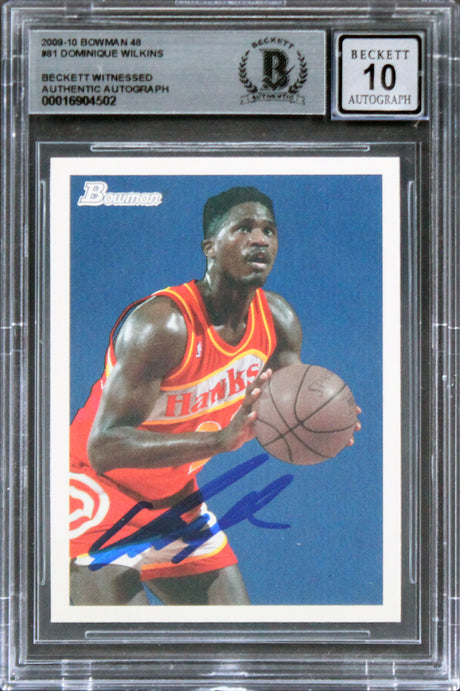 Hawks Dominique Wilkins Signed 2009 Bowman 48 #81 Card Auto 10! BAS Slabbed