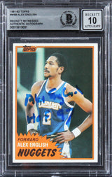 Nuggets Alex English "HOF 97" Signed 1981 Topps #W68 Card Auto 10! BAS Slabbed