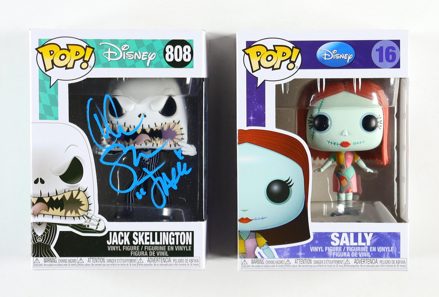 Nightmare Before Christmas Bundle: Signed Jack Skellington Funko Pop + Unsigned Sally Funko Pop