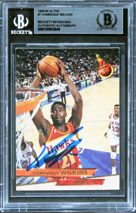 Hawks Dominique Wilkins Authentic Signed 1993 Ultra #7 Card BAS Slabbed 1