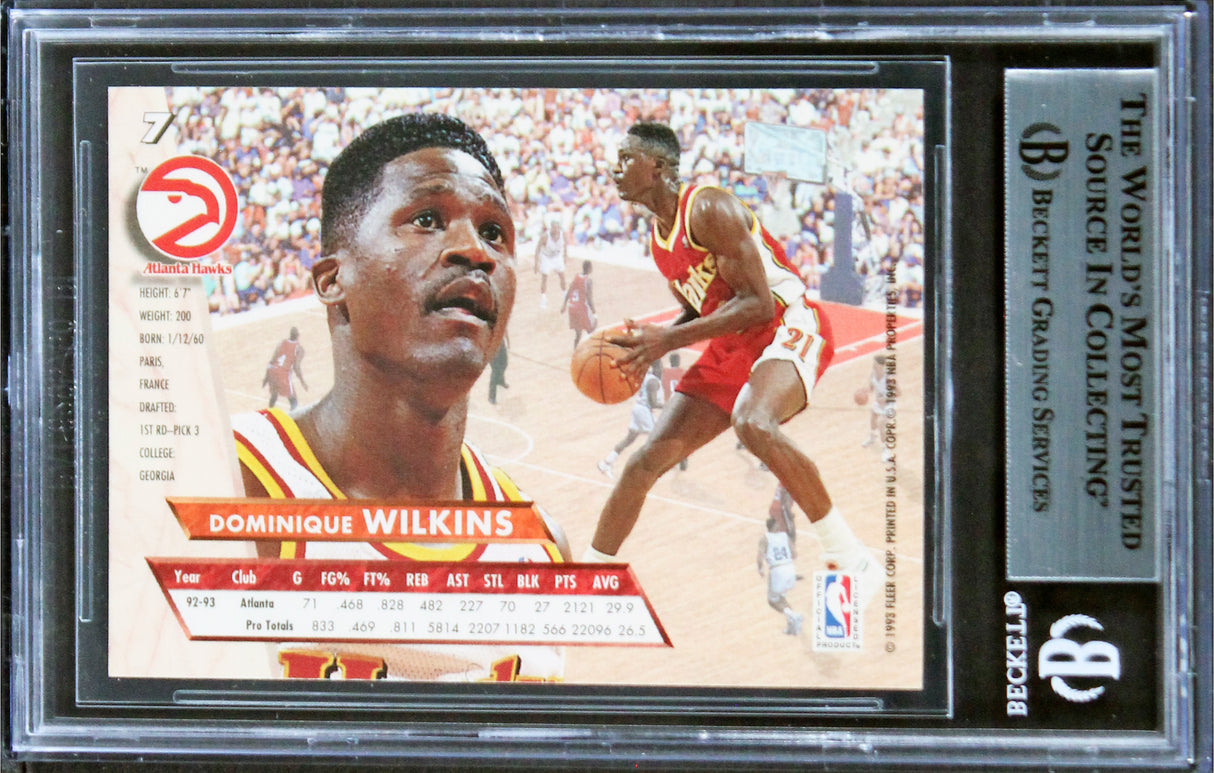 Hawks Dominique Wilkins Authentic Signed 1993 Ultra #7 Card BAS Slabbed 1