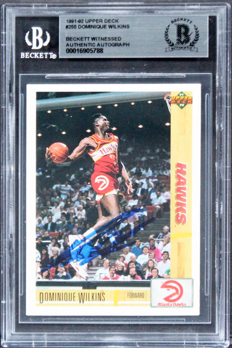 Hawks Dominique Wilkins Authentic Signed 1991 Upper Deck #255 Card BAS Slabbed