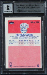 Knicks Patrick Ewing Signed 1986 Fleer #32 RC Card Auto Graded 10! BAS Slabbed 1