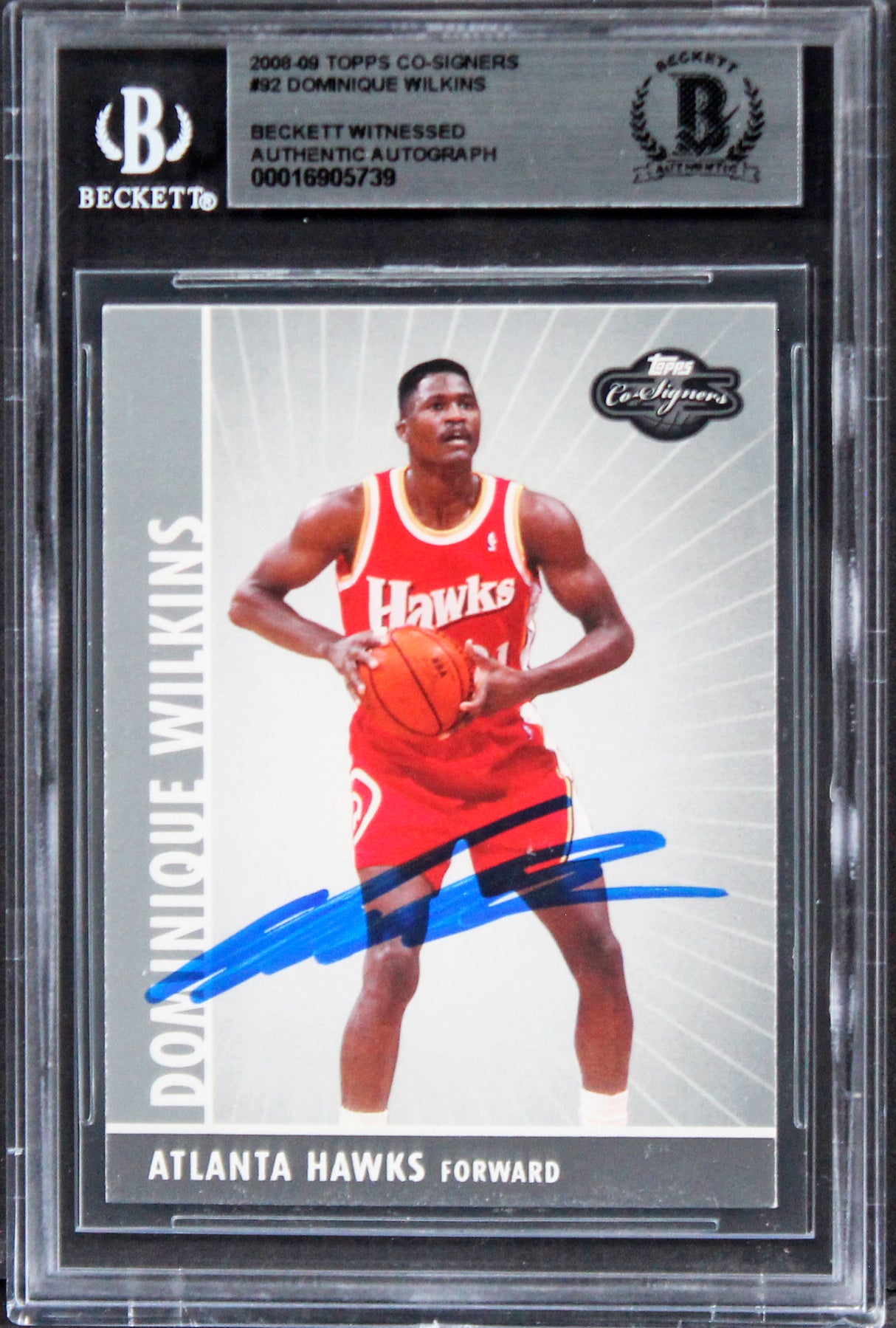 Hawks Dominique Wilkins Authentic Signed 2008 Topps Co-Signers #92 Card BAS Slab