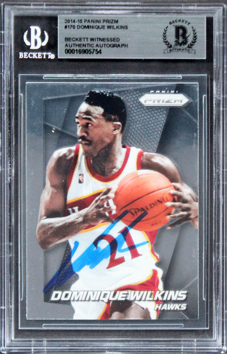 Hawks Dominique Wilkins Authentic Signed 2014 Panini Prizm #170 Card BAS Slabbed