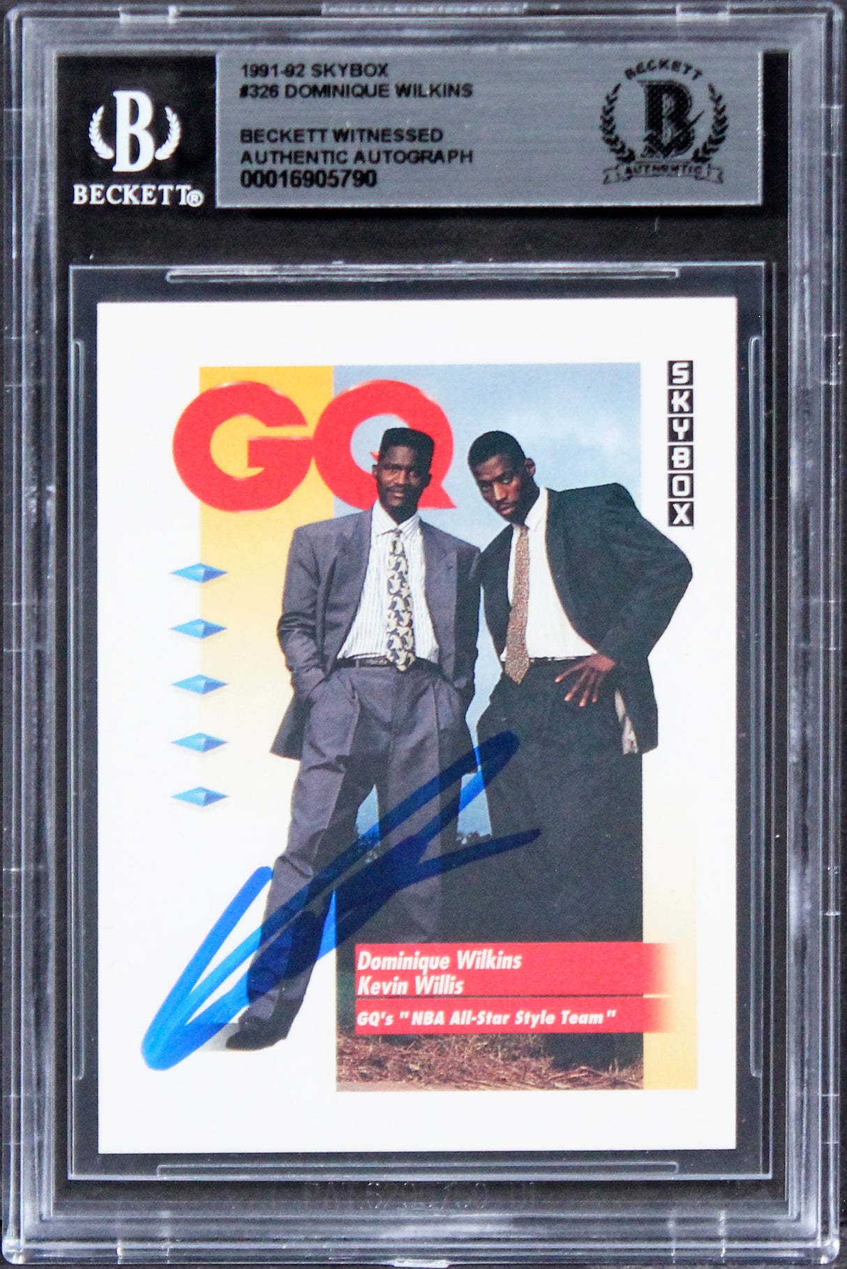 Hawks Dominique Wilkins Authentic Signed 1991 Skybox #326 Card BAS Slabbed