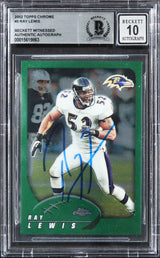 Ravens Ray Lewis Authentic Signed 2002 Topps Chrome #5 Card Auto 10! BAS Slabbed