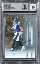 Ravens Ray Lewis Signed 2005 Donruss Gridiron Gear #80 Card Auto 10! BAS Slabbed