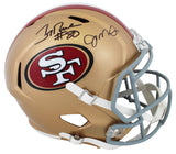 49ers Joe Montana & Jerry Rice Signed Full Size Speed Rep Helmet BAS Witnessed