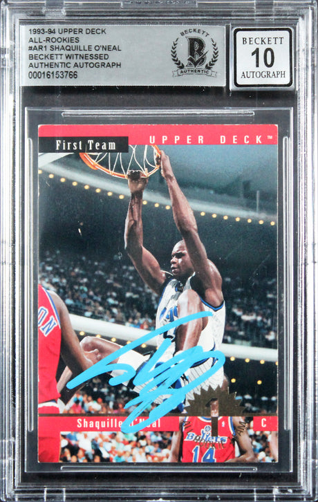 Magic Shaquille O'Neal Signed 1993 Upper Deck AR #AR1 Card Auto 10! BAS Slabbed