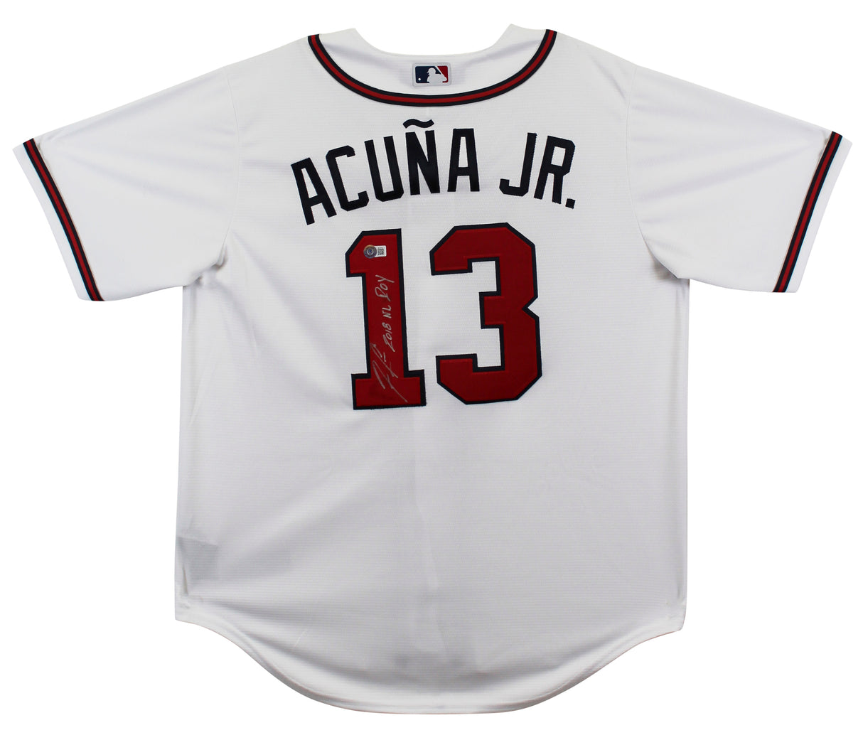 Braves Ronald Acuna Jr. "2018 NL ROY" Signed White Nike Jersey BAS #BJ12731