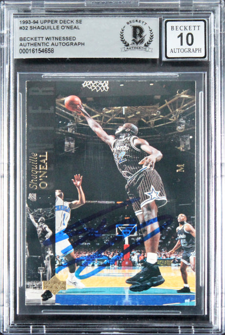 Magic Shaquille O'Neal Signed 1993 Upper Deck SE #32 Card Auto 10! BAS Slabbed