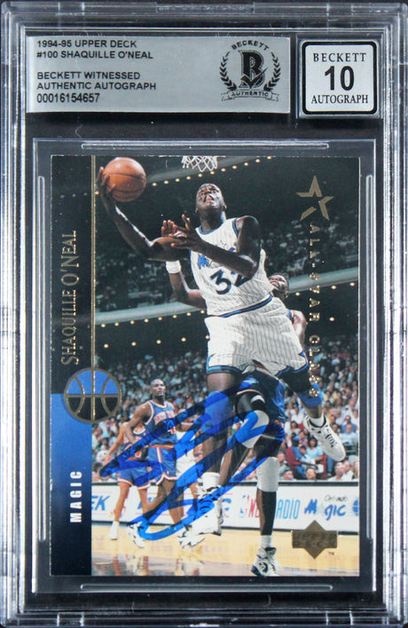 Magic Shaquille O'Neal Signed 1994 Upper Deck #100 Card Auto 10! BAS Slabbed