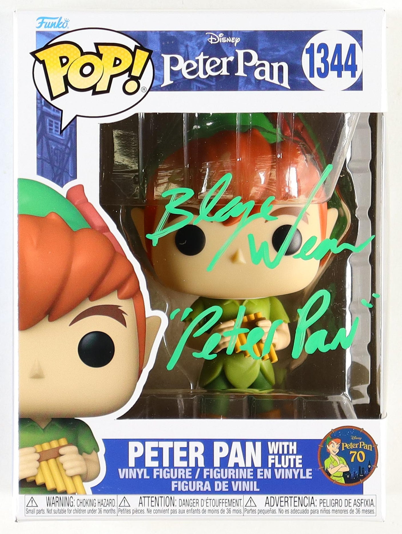 Blayne Weaver Signed "Peter Pan" #1344 Funko Pop! Vinyl Figure Inscribed "Peter Pan" (JSA)