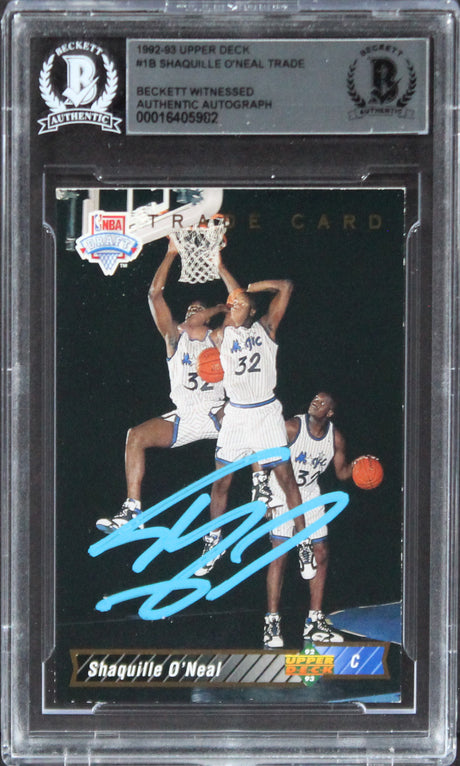 Magic Shaquille O'Neal Signed 1993 Upper Deck #1B BAS Witnessed #16405982