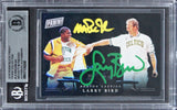 Magic Johnson & Larry Bird Signed 2018 Panini BF #L3 #86/199 Card BAS Slabbed