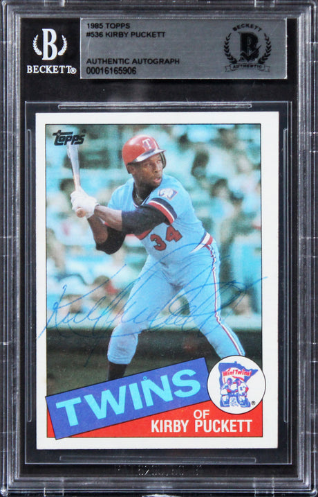 Twins Kirby Puckett Authentic Signed 1985 Topps #536 Rookie Card BAS Slabbed