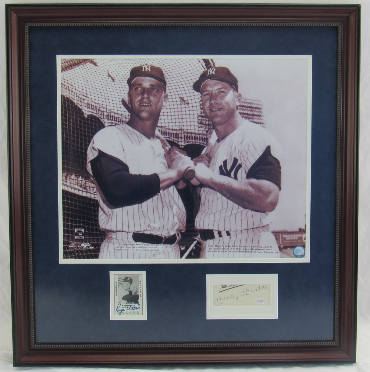 Mickey Mantle Roger Maris Signed Auto Autograph Framed Cuts JSA LOA