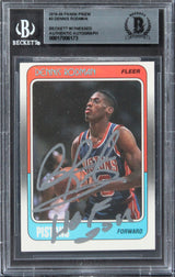 Bulls Dennis Rodman "HOF 2011" Signed 1988 Fleer #43 Rookie Card BAS Slabbed 3