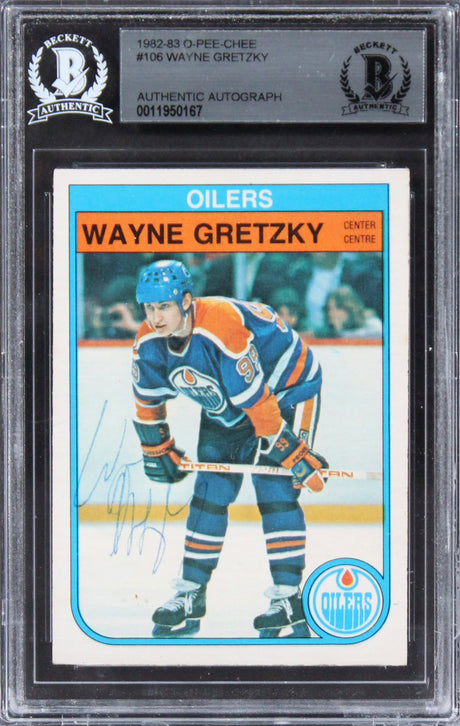 Oilers Wayne Gretzky Authentic Signed 1982 O-Pee-Chee #106 Card BAS Slabbed