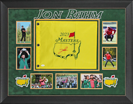 Jon Rahm Authentic Signed & Framed 2023 Masters Pin Flag JSA #AT13634