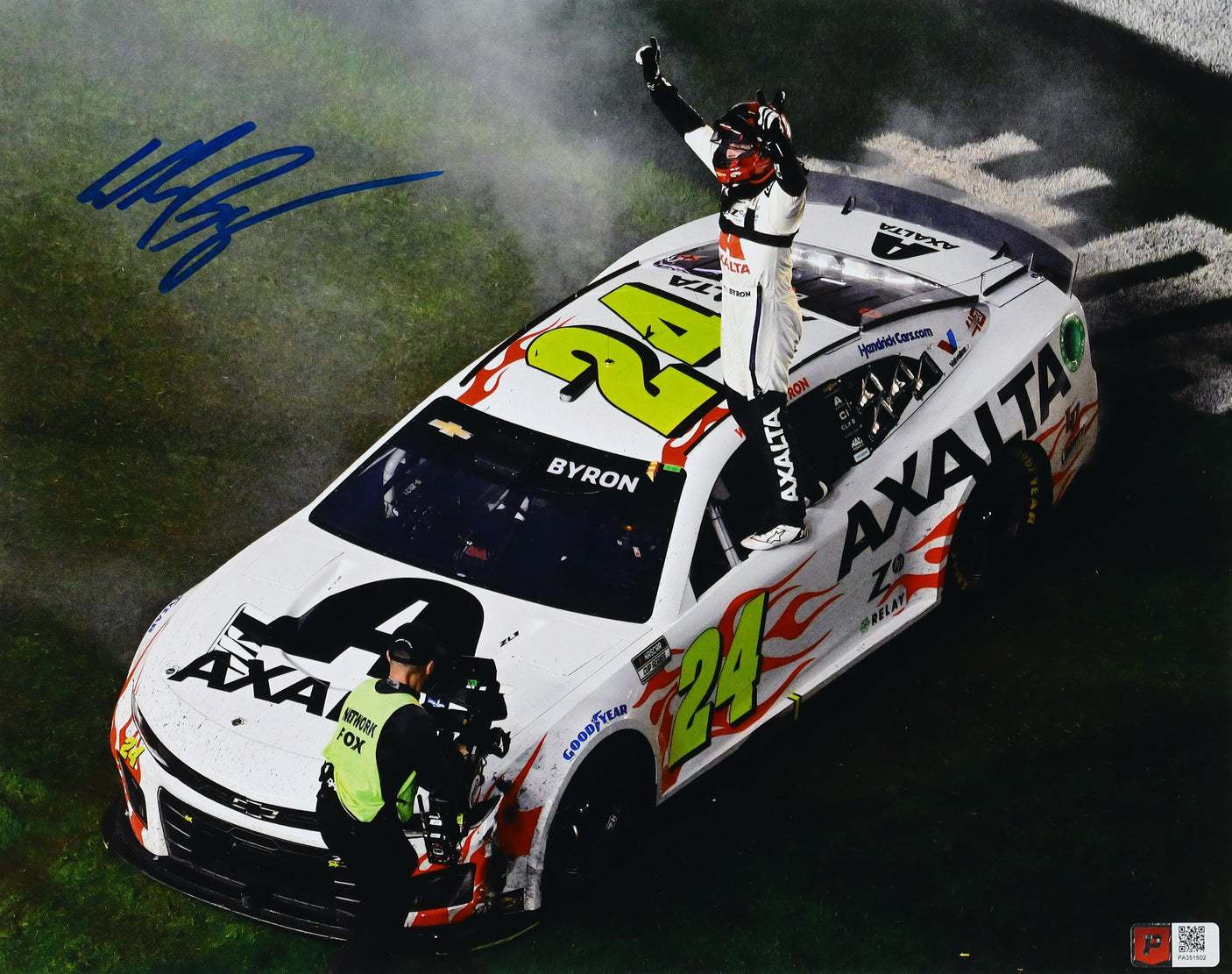 William Byron Signed 2024 Daytona 500 Win Axalta Photo 11x14 (COA)