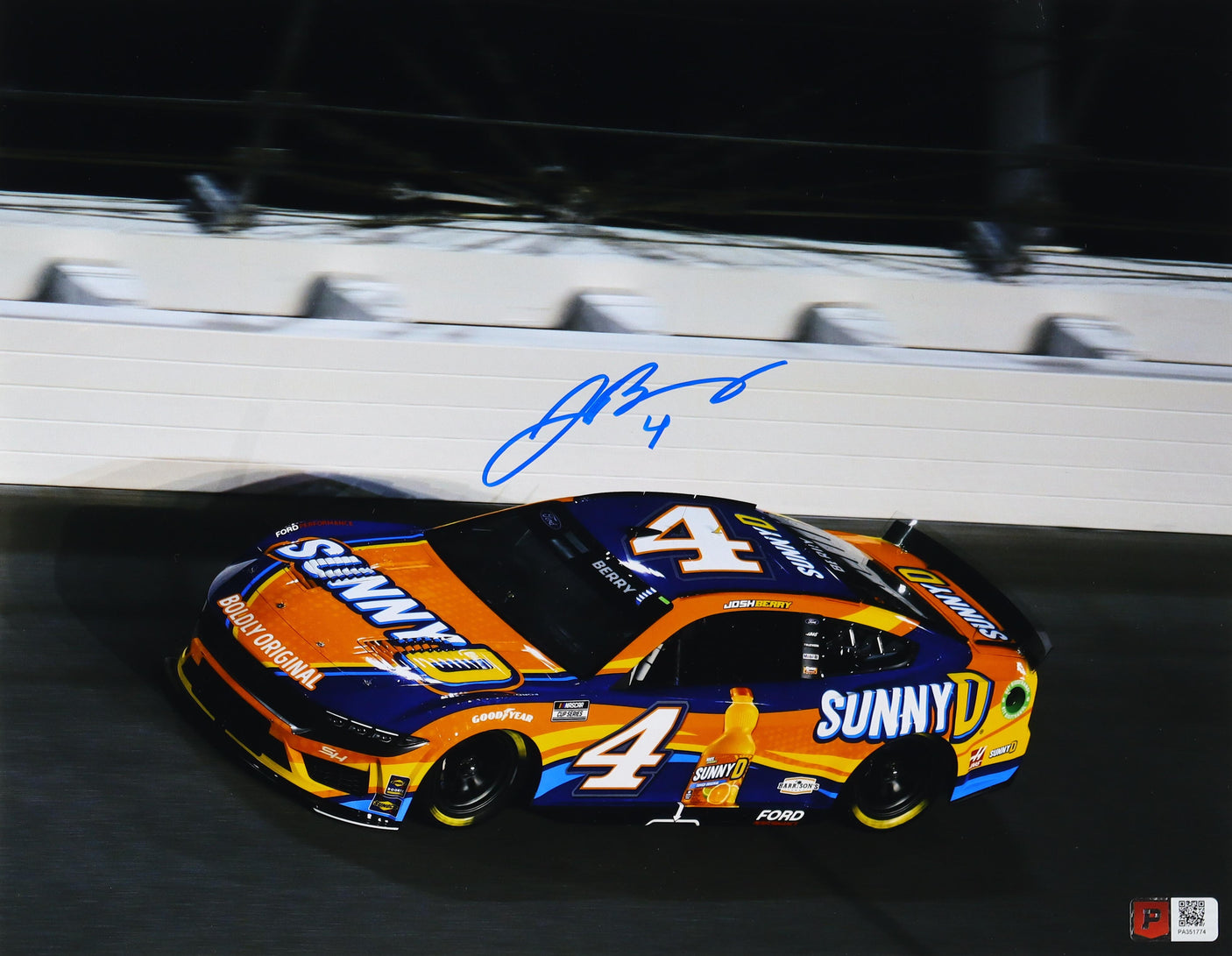 Josh Berry Signed Rookie Photo - 11x14 Sunny D (Pristine Authenticated)