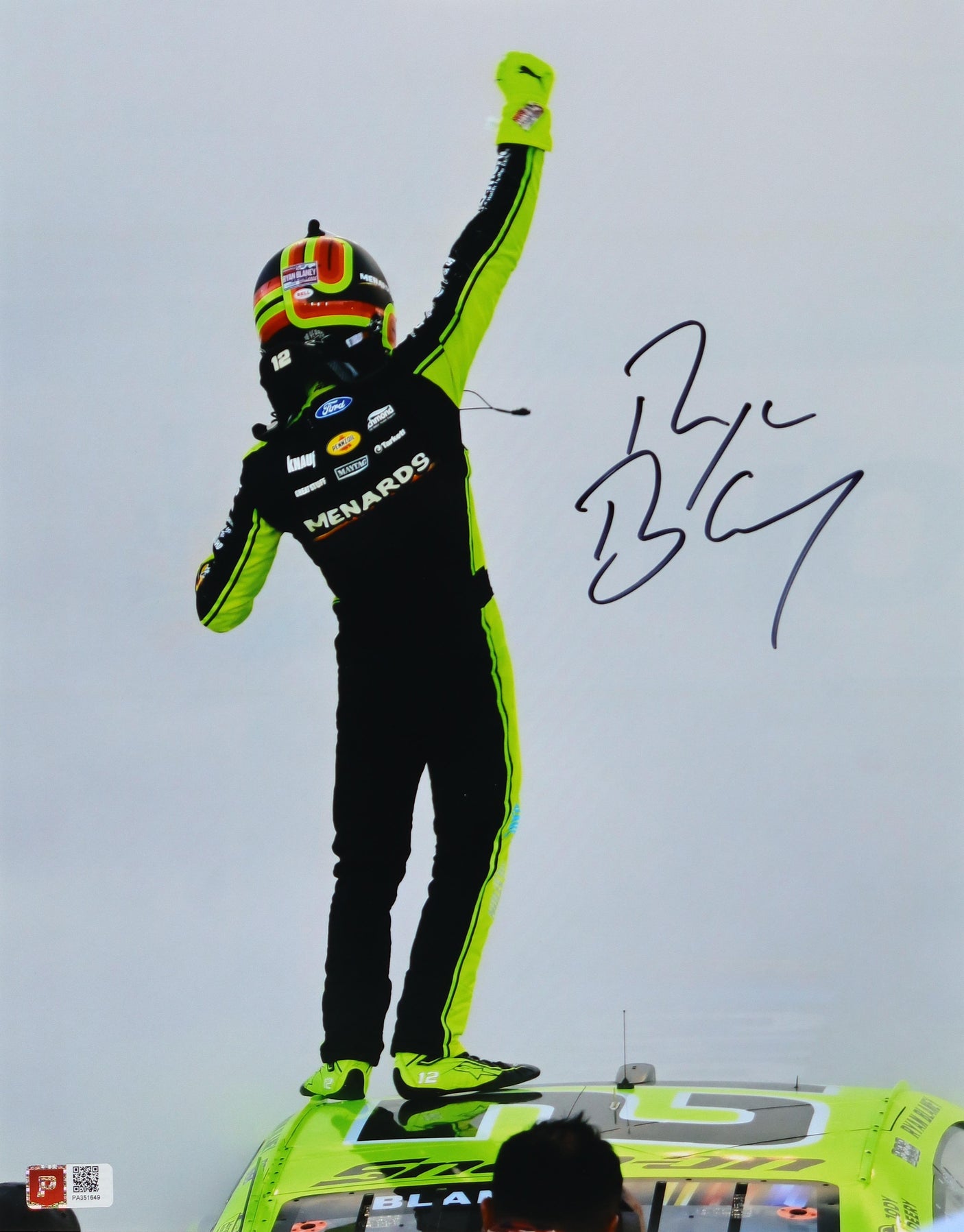 Ryan Blaney 2023 NASCAR Champion Signed 11x14 Photo – Menards Celebration (COA)