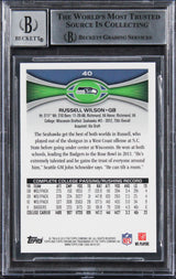 Broncos Russell Wilson Signed 2012 Topps Chrome #40A RC Card Auto 10! BAS Slab