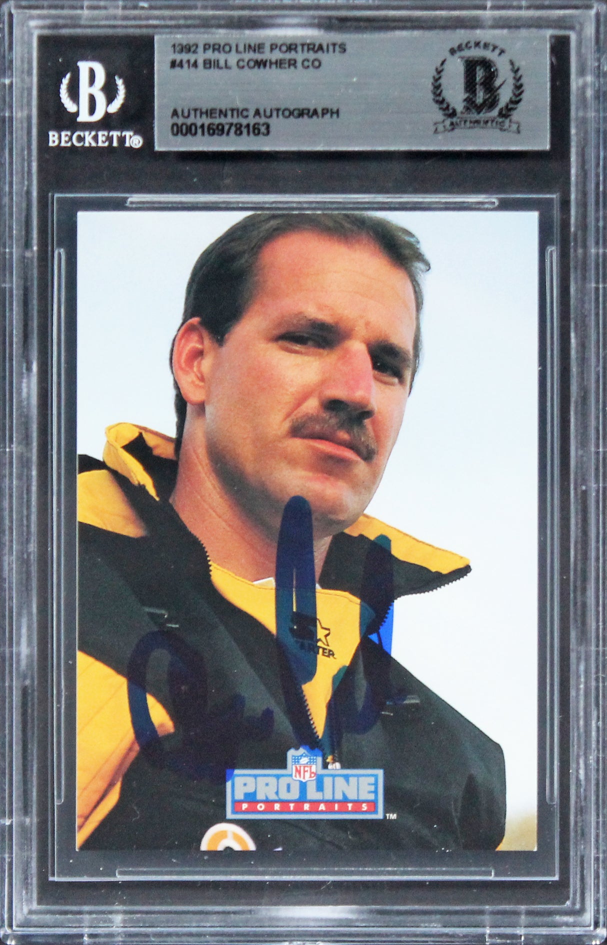 Steelers Bill Cowher Authentic Signed 1992 Pro Line Portraits #414 Card BAS Slab