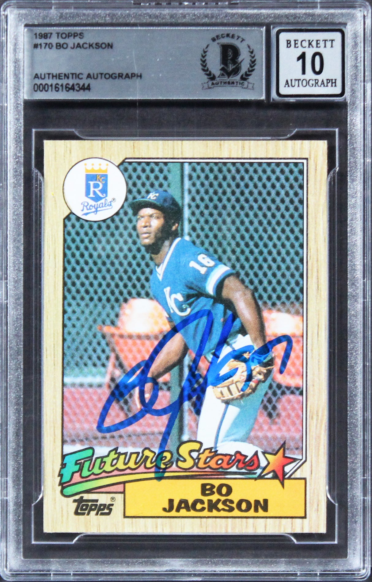 Royals Bo Jackson Authentic Signed 1987 Topps #170 Card Auto 10! BAS Slabbed