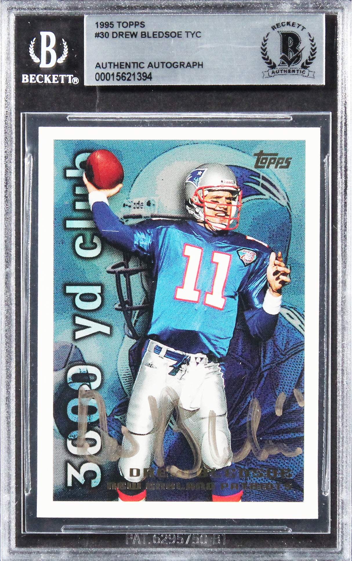 Patriots Drew Bledsoe Authentic Signed 1995 Topps #30 Card BAS Slabbed