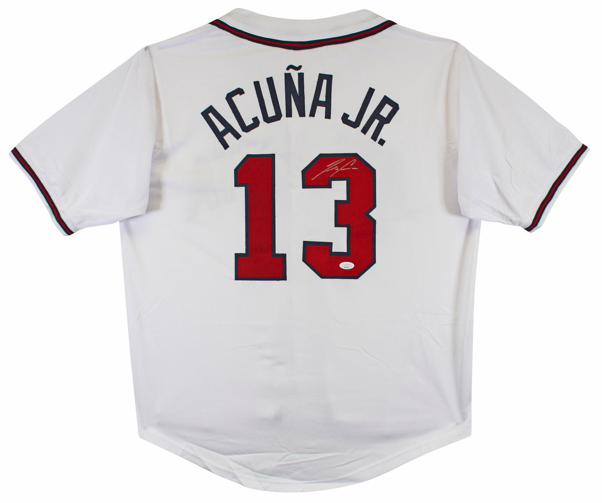 Ronald Acuna Jr. Authentic Signed White Pro Style Jersey Autographed JSA 2