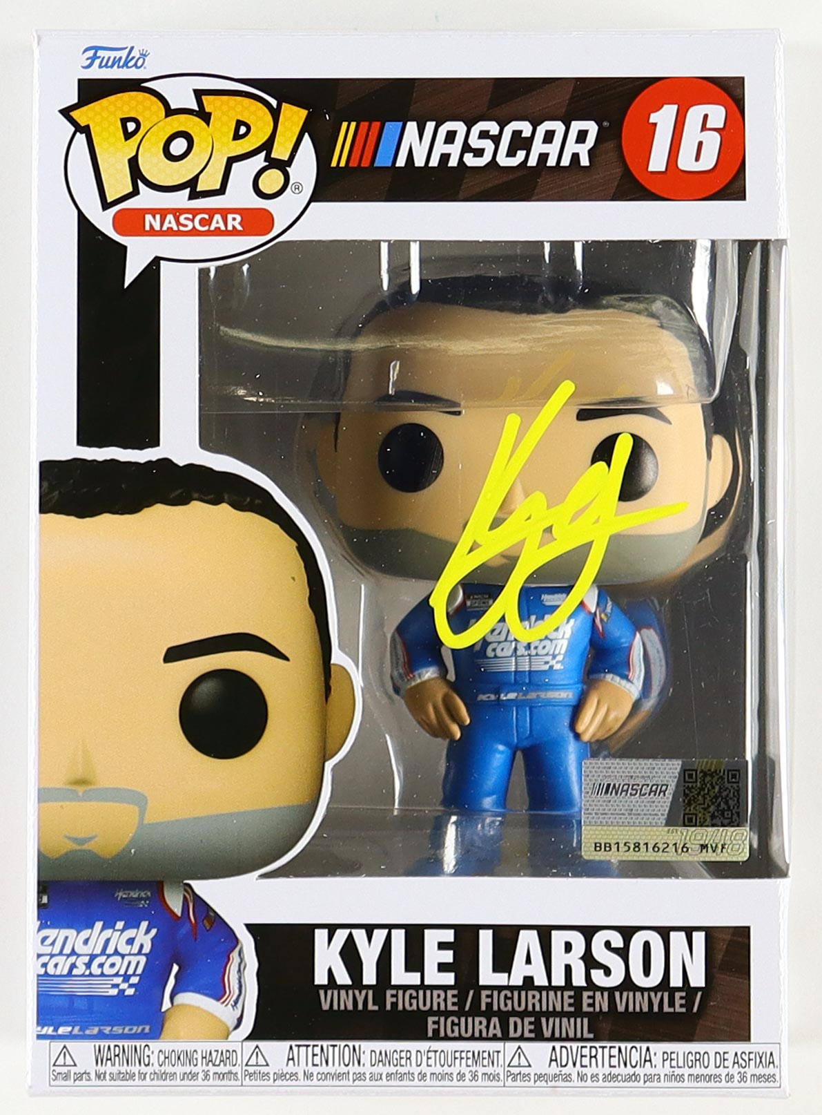 Kyle Larson Autographed NASCAR #16 Funko Pop! Vinyl Figure – COA Certified