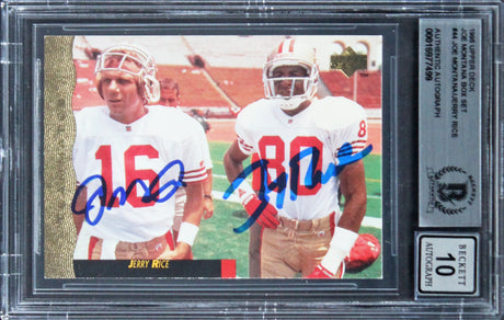 Jerry Rice & Joe Montana Signed 1995 Upper Deck JMBS #44 Card Auto 10! BAS Slab