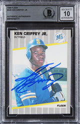 Mariners Ken Griffey Jr. Signed 1989 Fleer #548 Rookie Card Auto 10! BAS Slabbed