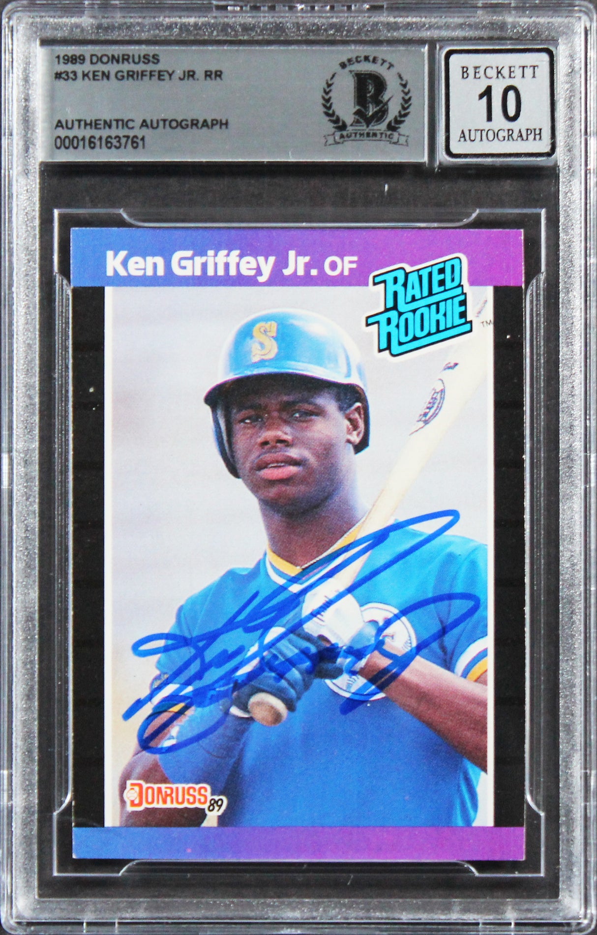 Mariners Ken Griffey Jr. Signed 1989 Donruss #33 Rookie Card Auto 10! BAS Slab