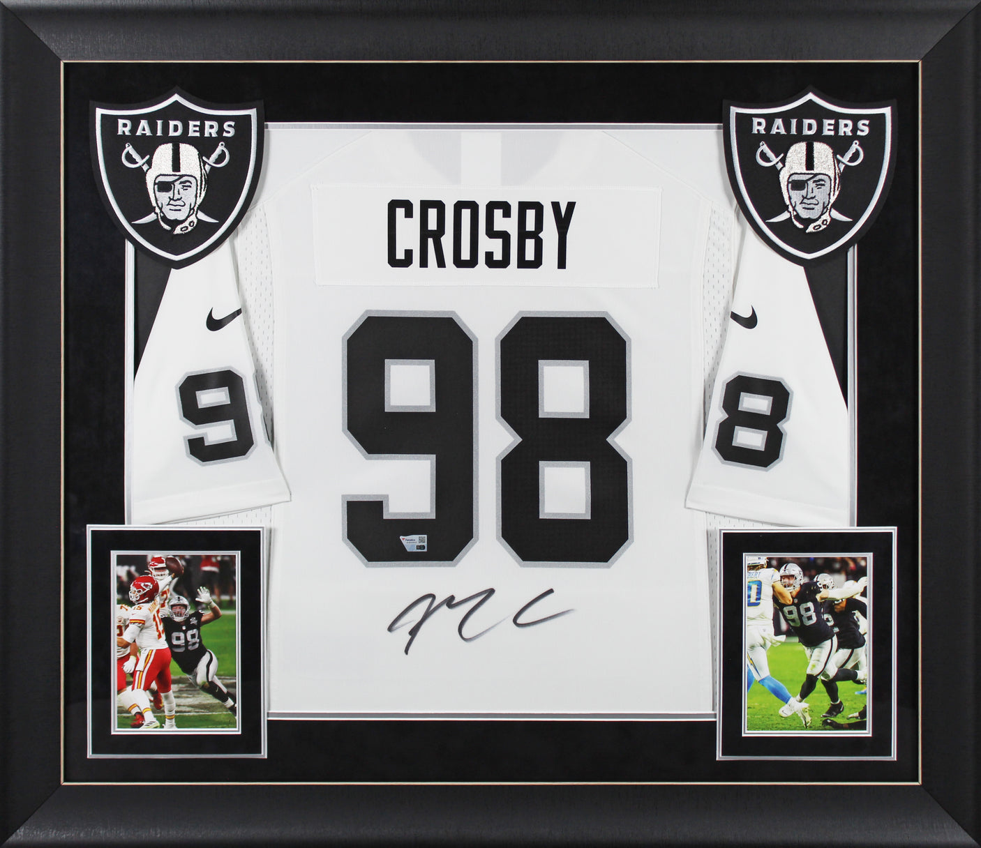 Raiders Maxx Crosby Authentic Signed White Nike Game Framed Jersey Fanatics