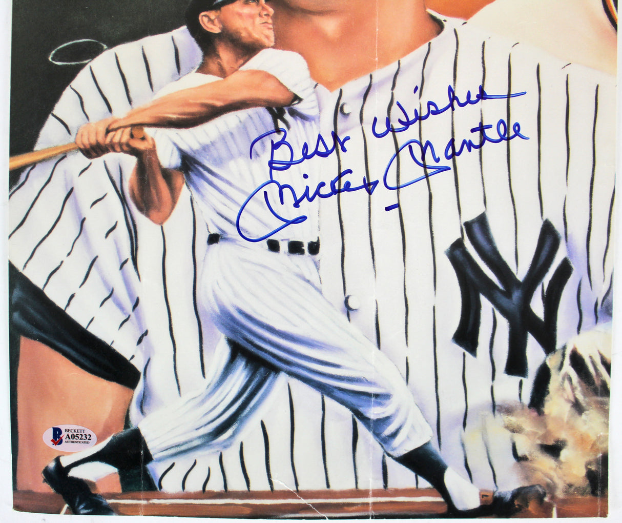 Yankees Mickey Mantle "Best Wishes" Authentic Signed 11x17 Photo BAS #A05232