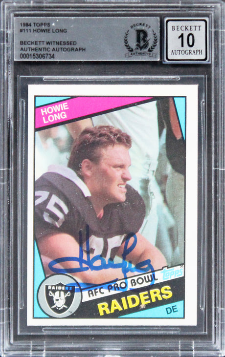 Raiders Howie Long Signed 1984 Topps #111 Rookie Card Auto Gem 10! BAS Slabbed