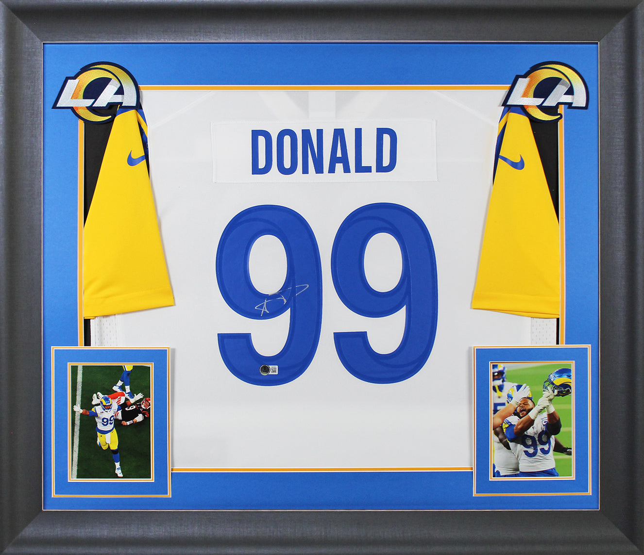 Rams Aaron Donald Authentic Signed White Nike Game Framed Jersey BAS Witnessed