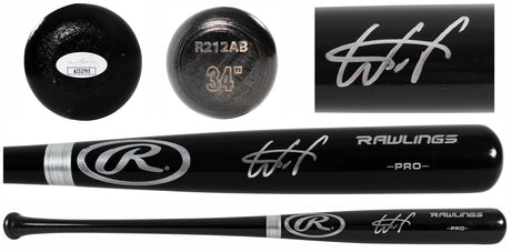 Rays Wander Franco Authentic Signed Black Rawlings Big Stick Baseball Bat JSA