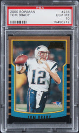 Patriots Tom Brady 2000 Bowman #236 Rookie Card Graded Gem Mint 10! PSA Slabbed