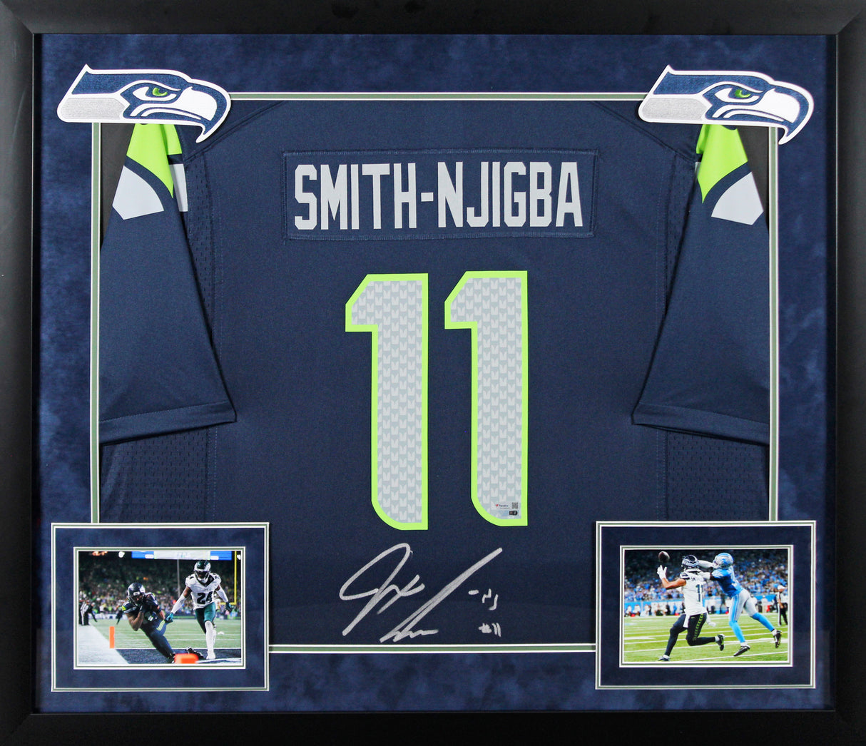 Seahawks Jaxon Smith-Njigba Signed Navy Blue Nike Game Framed Jersey Fanatics