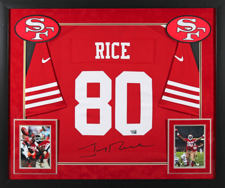 49ers Jerry Rice Authentic Signed Red Nike Game Framed Jersey Fanatics