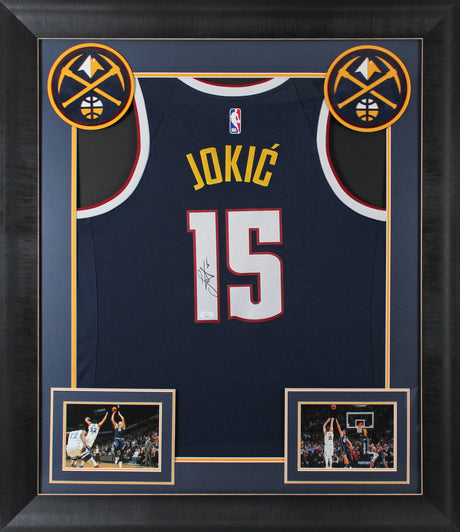 Nuggets Nikola Jokic Authentic Signed Navy Blue Nike Swingman Framed Jersey JSA