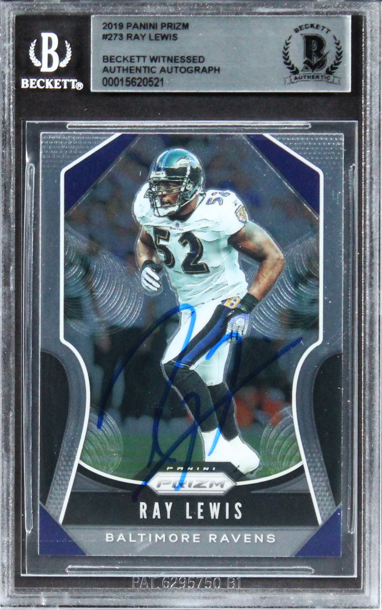 Ravens Ray Lewis Authentic Signed 2019 Panini Prizm #273 Card BAS Slabbed