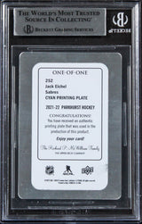 Sabres Jack Eichel Signed 2021 Parkhurst Printing Plates #252 Card BAS Slabbed