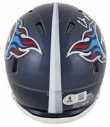 Titans Chris Johnson Authentic Signed Navy Speed Mini Helmet BAS Witnessed