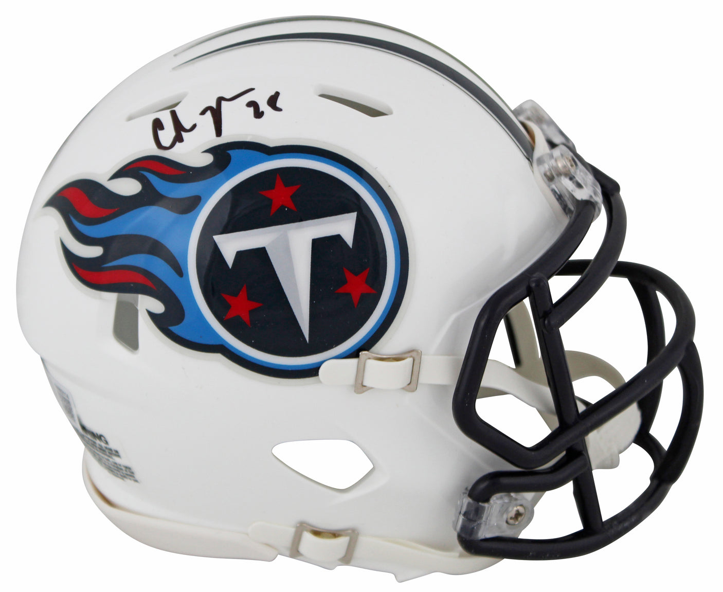 Titans Chris Johnson Signed 1999-17 TB White Speed Mini Helmet BAS Witnessed